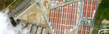 The Istanbul Cup venue had not yet been built when this satellite photo was taken-- the courts are located on the triangular vacant lot at left center; at lower left are the shadows of the Koza Plaza towers, which are obscured by clouds
